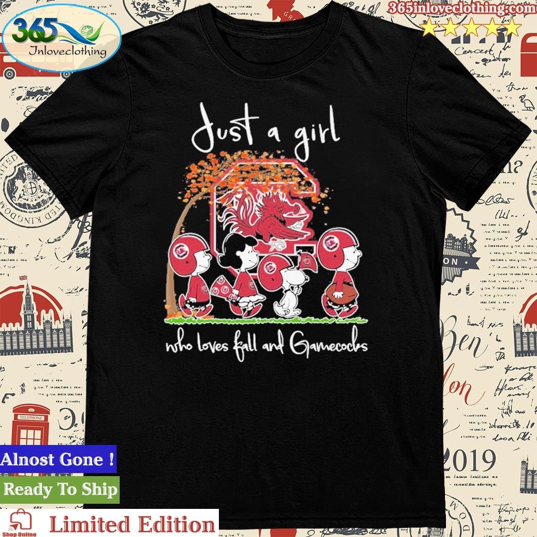 Official just A Girl Who Love Fall And Gamecocks Peanuts Snoopy Tshirt
