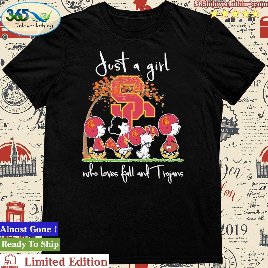 Official just A Girl Who Love Fall And USC Trojans Peanuts Snoopy Tshirt