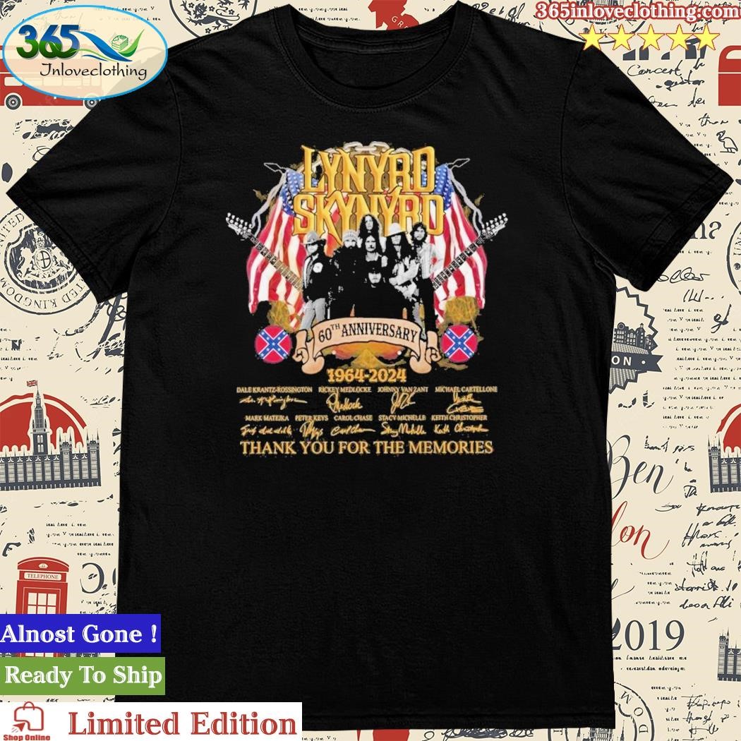 Official lynyrd Skynyrd 60th Anniversary 1964 – 2024 Thank You For The Memories T-Shirt