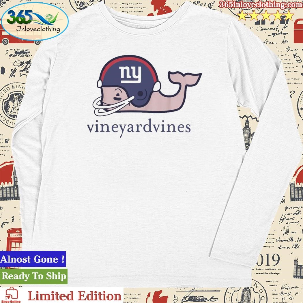 Men's Vineyard Vines White New York Giants Whale Helmet Long Sleeve T-Shirt