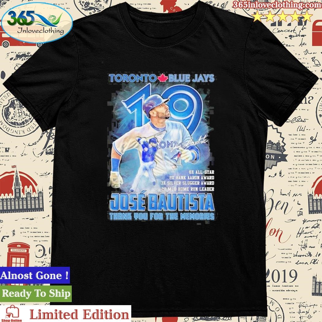 Official toronto Blue Jays 19 Jose Bautista Thank You For The Memories Shirt