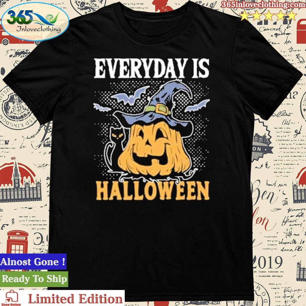 Pumpkin Black Cat Everyday Is Halloween T-Shirt