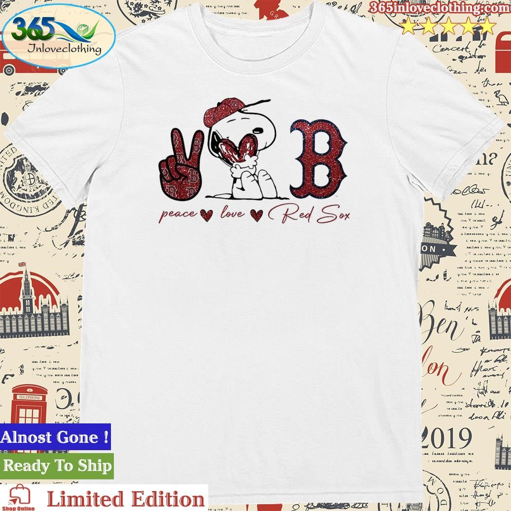 Snoopy Boston Red Sox Peace Love Red Sox Shirt