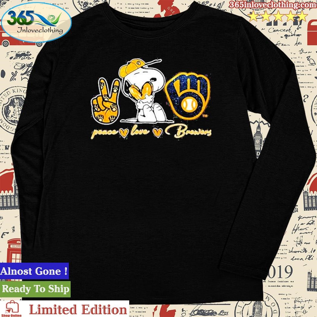 Snoopy Peace Love Milwaukee Brewers Shirt