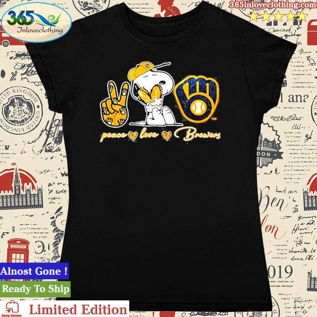 Snoopy Peace Love Milwaukee Brewers Shirt