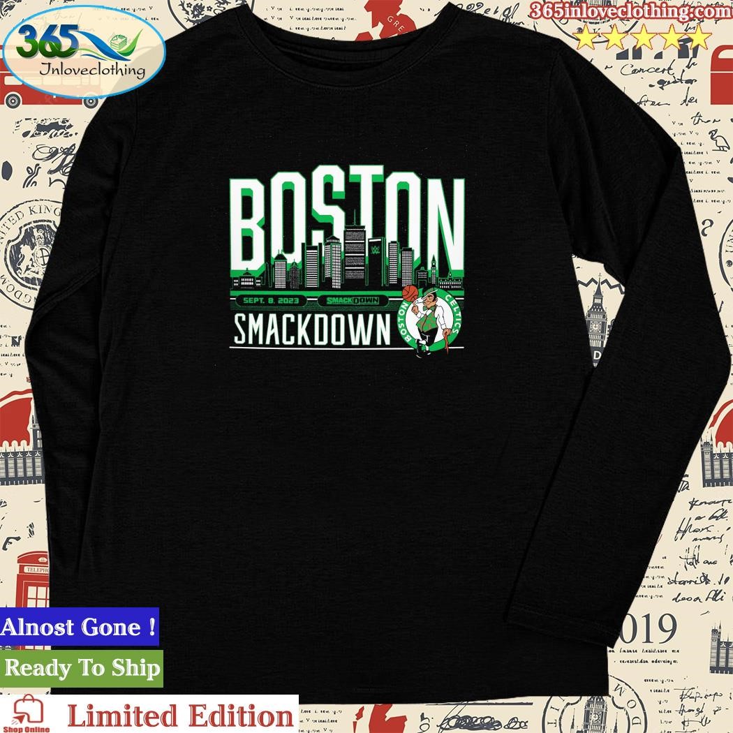 Men's Sportiqe Black SmackDown x Boston Celtics Tri-Blend T-Shirt