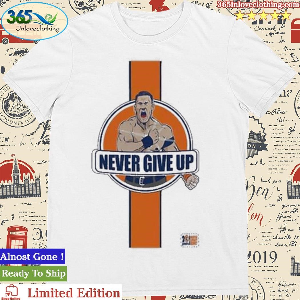 John Cena Never Give Up T-Shirt - Light Blue/Orange