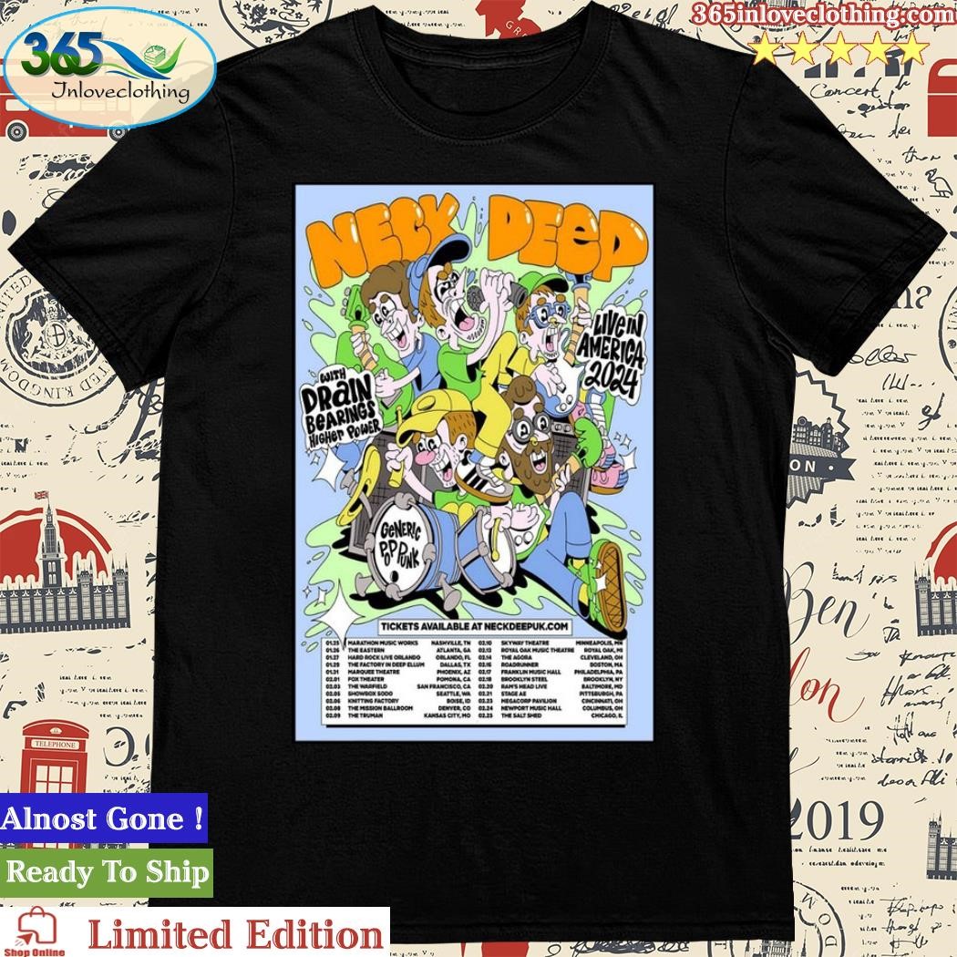 Official Neck Deep Tour 2024 Live In America Poster Shirt