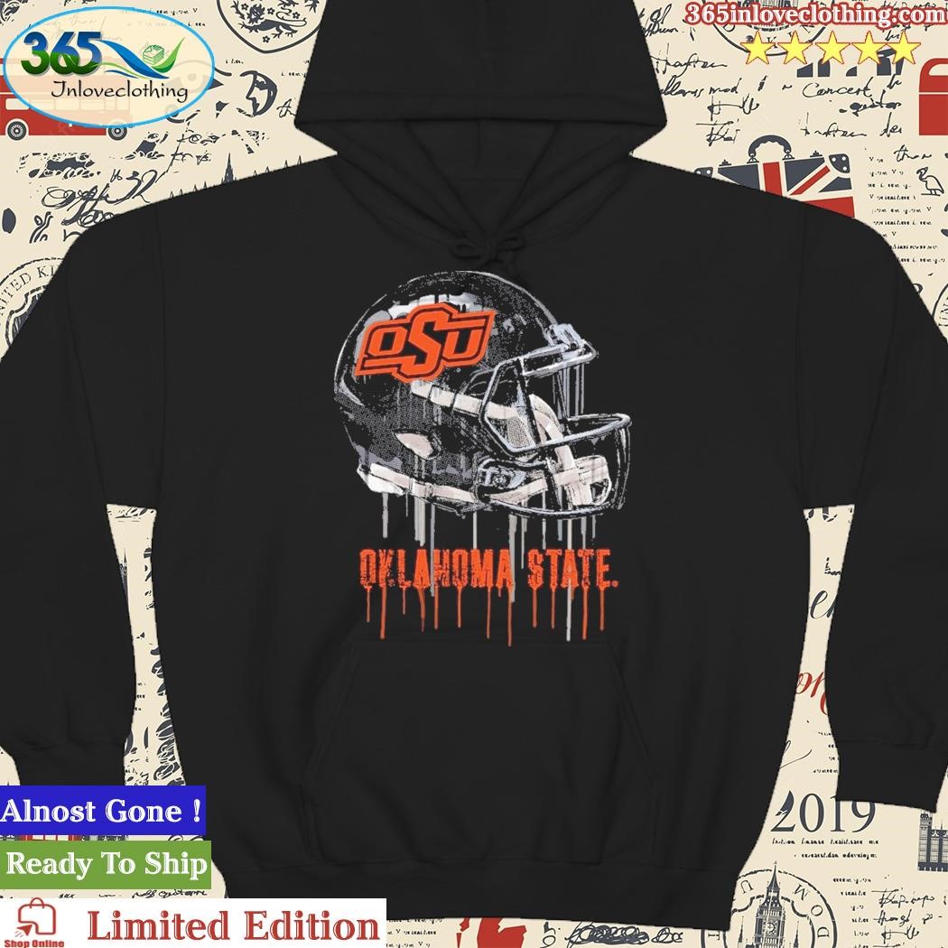 Youth White Oklahoma State Cowboys Team Logo Dripping Helmet T-Shirt