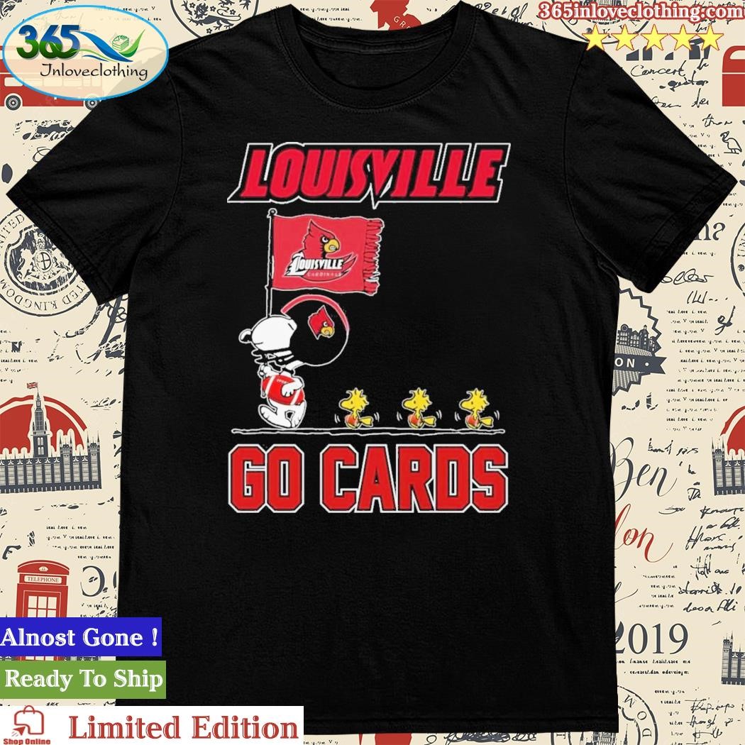 Snoopy And Woodstock Walking With Flag Louisville Cardinals Go