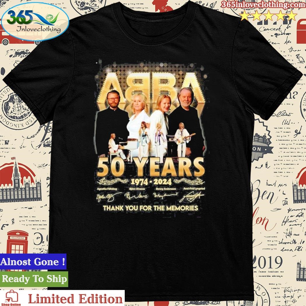 Official ABBA 50 Years 1974 – 2024 Thank You For The Memories Shirt