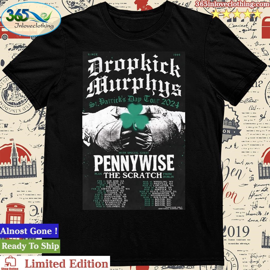 Official Dropkick Murphys St Patrick Day Tour 2024 Poster Shirt