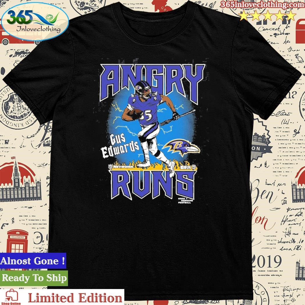 Official Gus Edwards Baltimore Ravens Homage Unisex Angry Runs Player Shirt