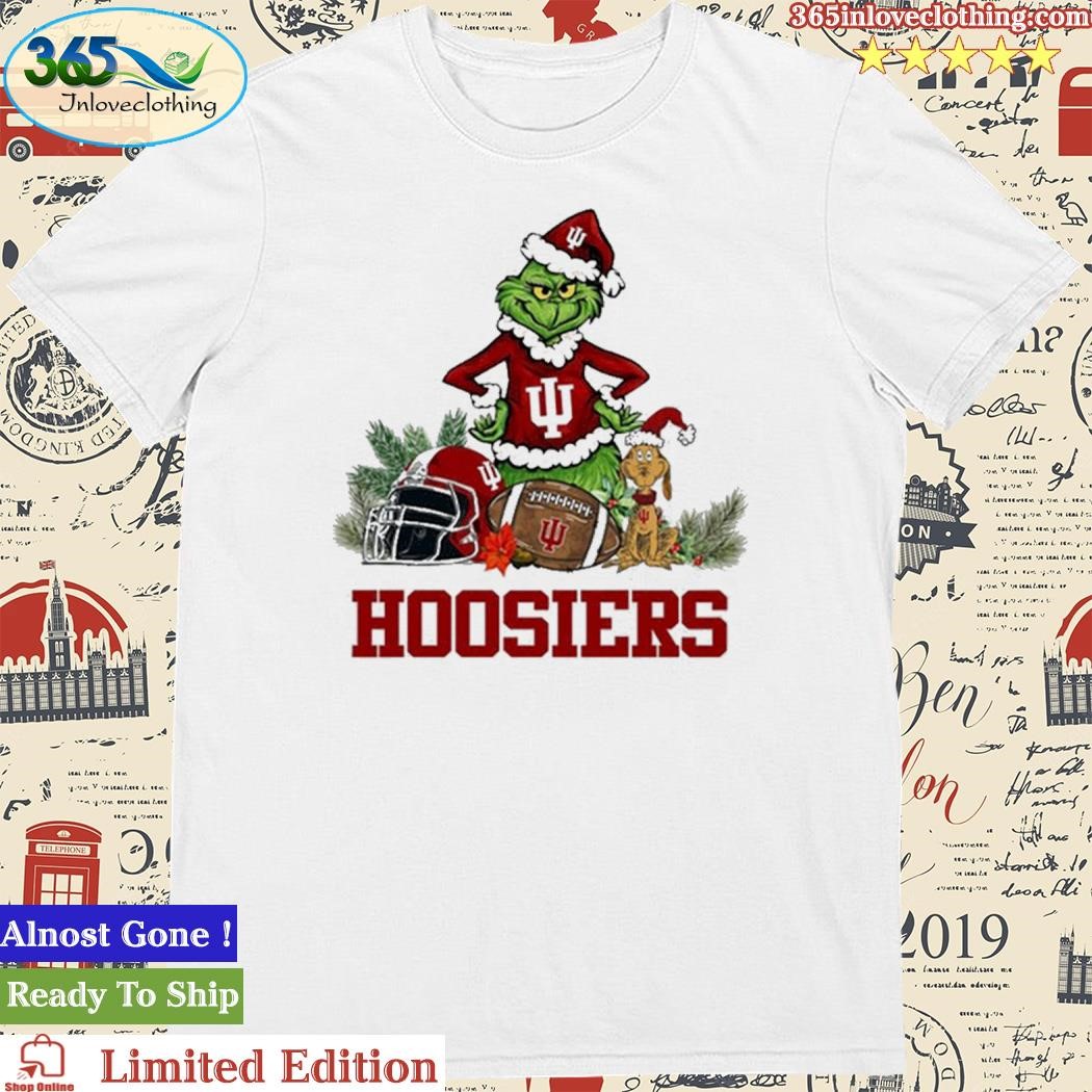 Official Indiana Hoosiers Funny Grinch And Dog Christmas Shirt