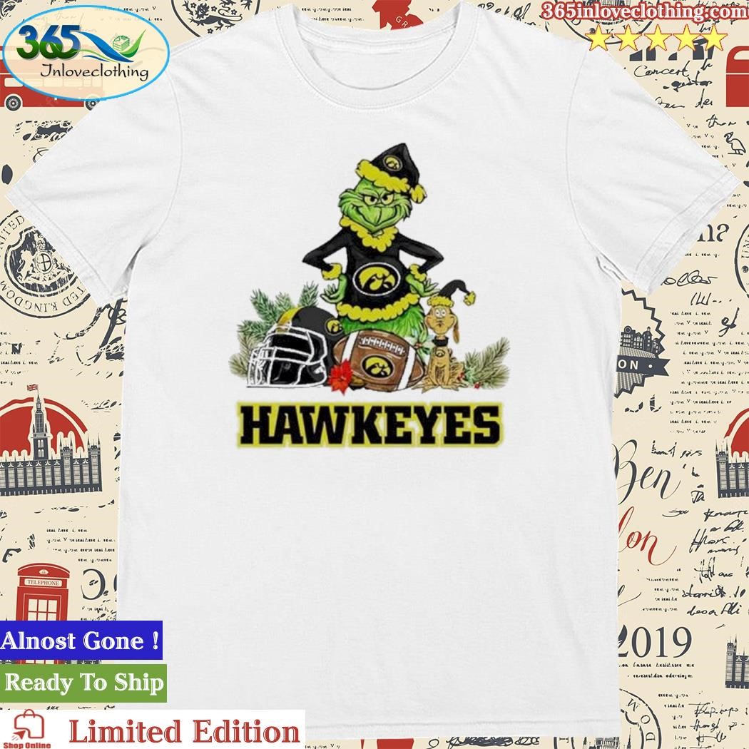 Official Iowa Hawkeyes Funny Grinch And Dog Christmas Shirt