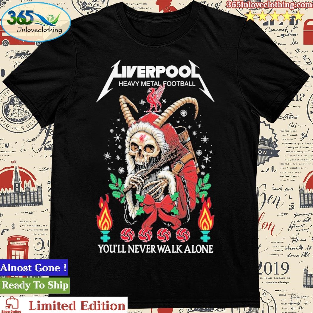 Official Liverpool Heavy Metal Football You'll Never Walk Alone Christmas Shirt