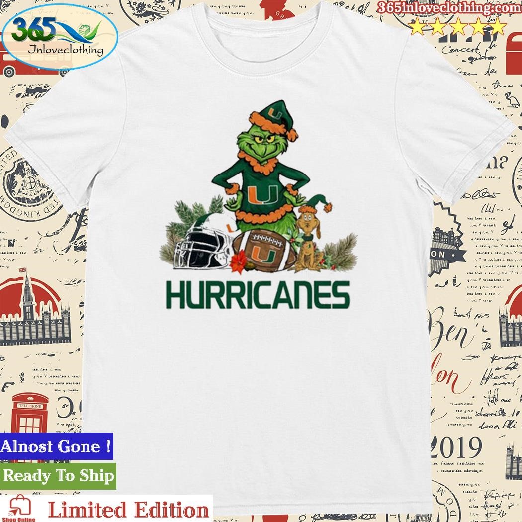 Official Miami Hurricanes Funny Grinch And Dog Christmas Shirt