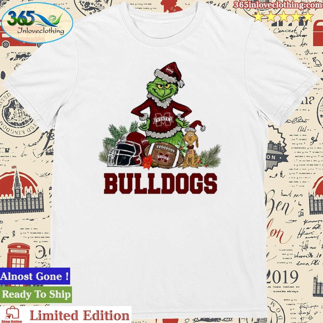 Official Mississippi State Bulldogs Funny Grinch And Dog Christmas Shirt