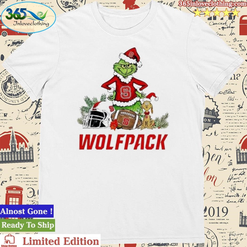 Official NC State Wolfpack Funny Grinch And Dog Christmas Shirt