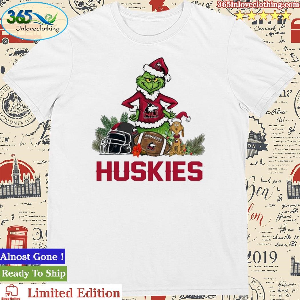 Official Northern Illinois Huskies Funny Grinch And Dog Christmas Shirt