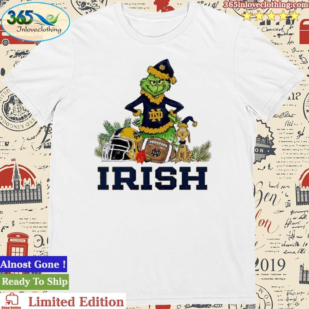 Official Notre Dame Fighting Irish Funny Grinch And Dog Christmas Shirt