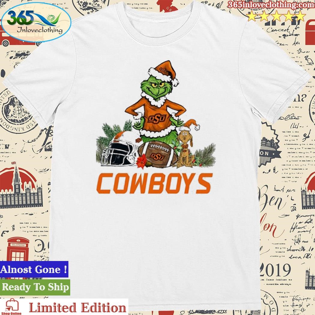 Official Oklahoma State Cowboys Funny Grinch And Dog Christmas Shirt