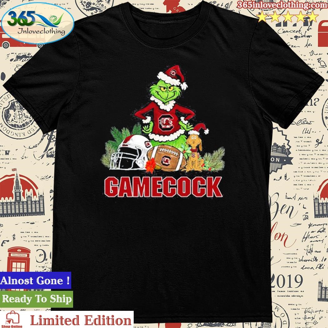 Official South Carolina Gamecocks Funny Grinch And Dog Christmas Shirt