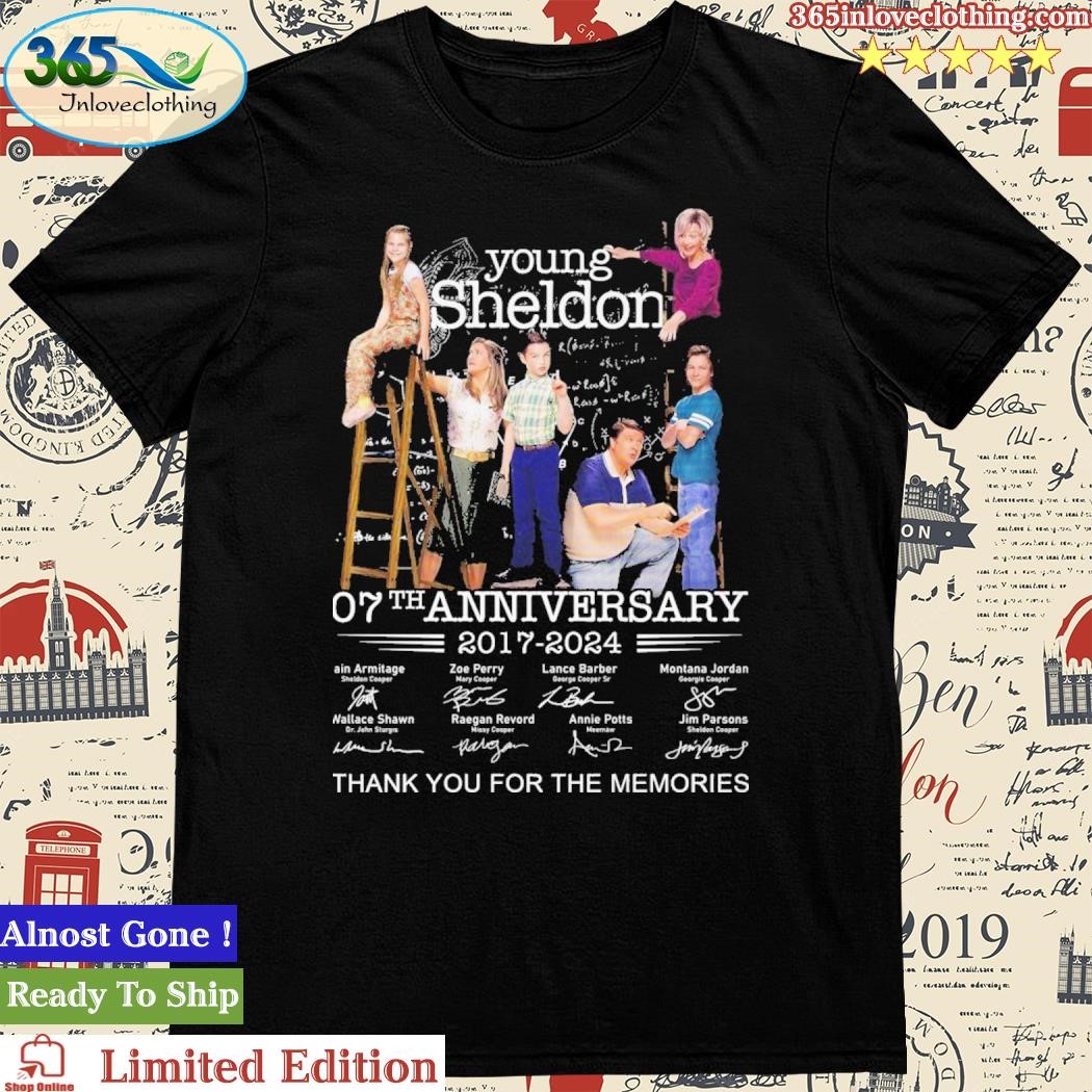 Official Young Sheldon 07Th Anniversary 2017 2024 Thank You For The Memories Signatures Shirt