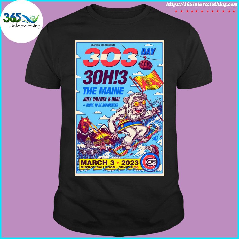 3oh!3 at mission ballroom in denver co on mar 3 2023 poster shirt