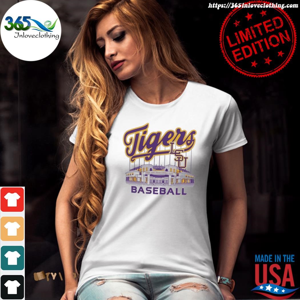 Men's White LSU Tigers Alex Box Stadium Baseball T-Shirt