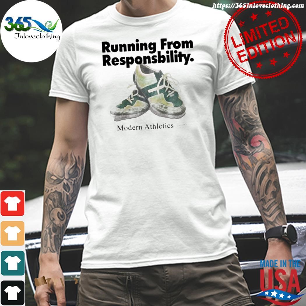 Official uo white running from responsibility modern athletics shirt