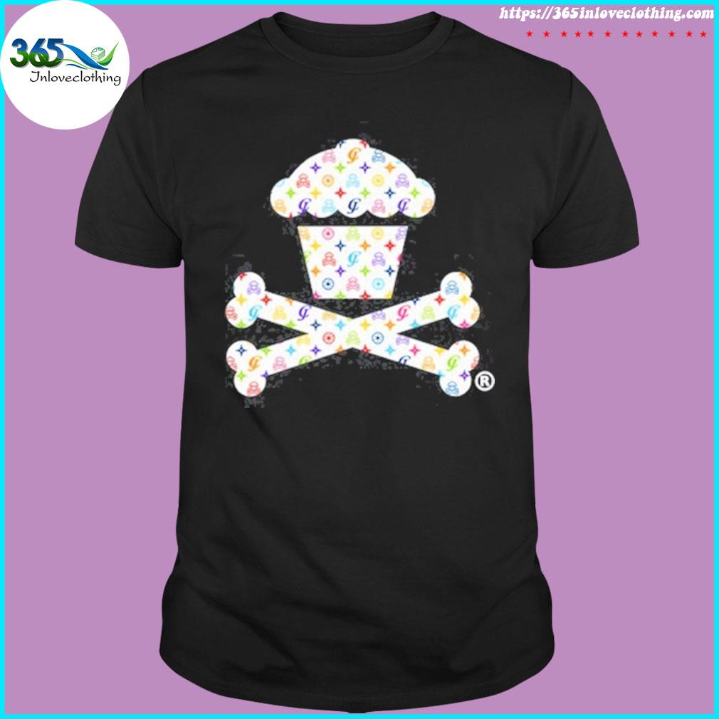 Johnny cupcakes colorful chewy crouton crossbones shirt
