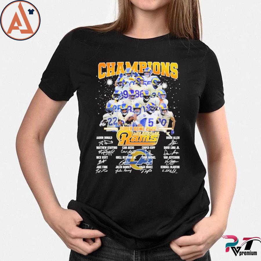 Los Angeles Rams Super Bowl Champions 2022 Signature T-shirt For Men