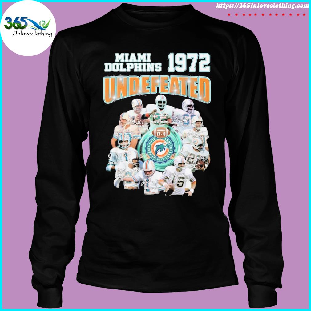 Miami Dolphins Undefeated '72 Team of the Century Aqua White Men's T-shirt  Tee