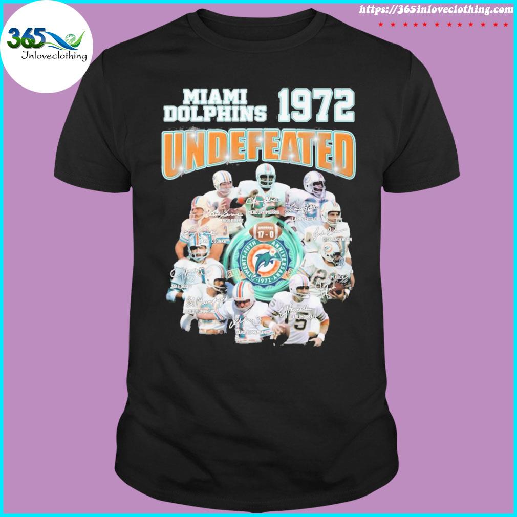 Miami Dolphins Undefeated '72 Team of the Century Aqua White Men's T-shirt  Tee