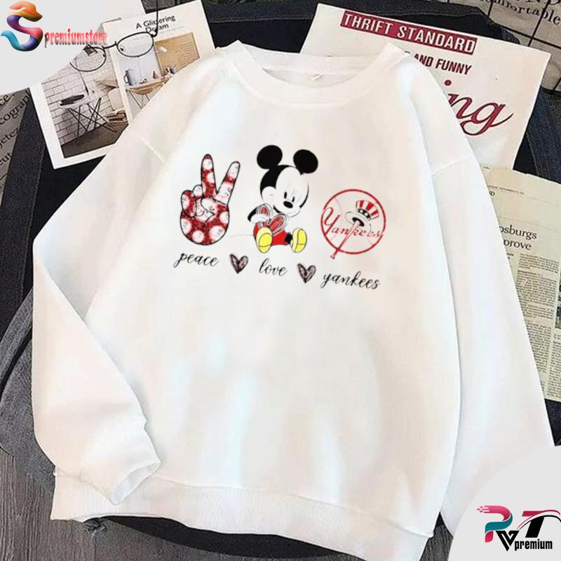 Mickey mouse peace love New York Yankees shirt, hoodie, sweater