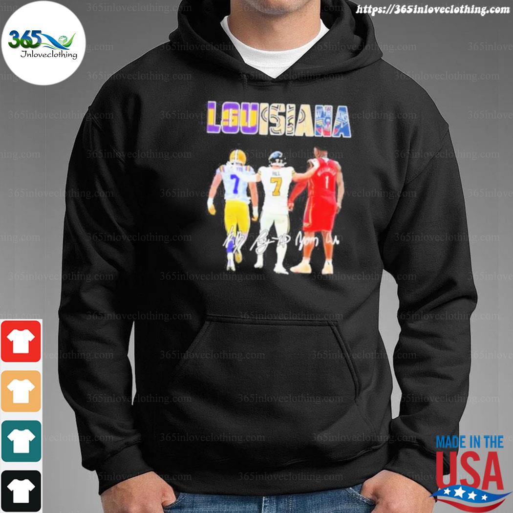 Louisiana sports team Leonard Fournette Taysom Hill and Zion Williamson  signatures t-shirt, hoodie, sweater, long sleeve and tank top