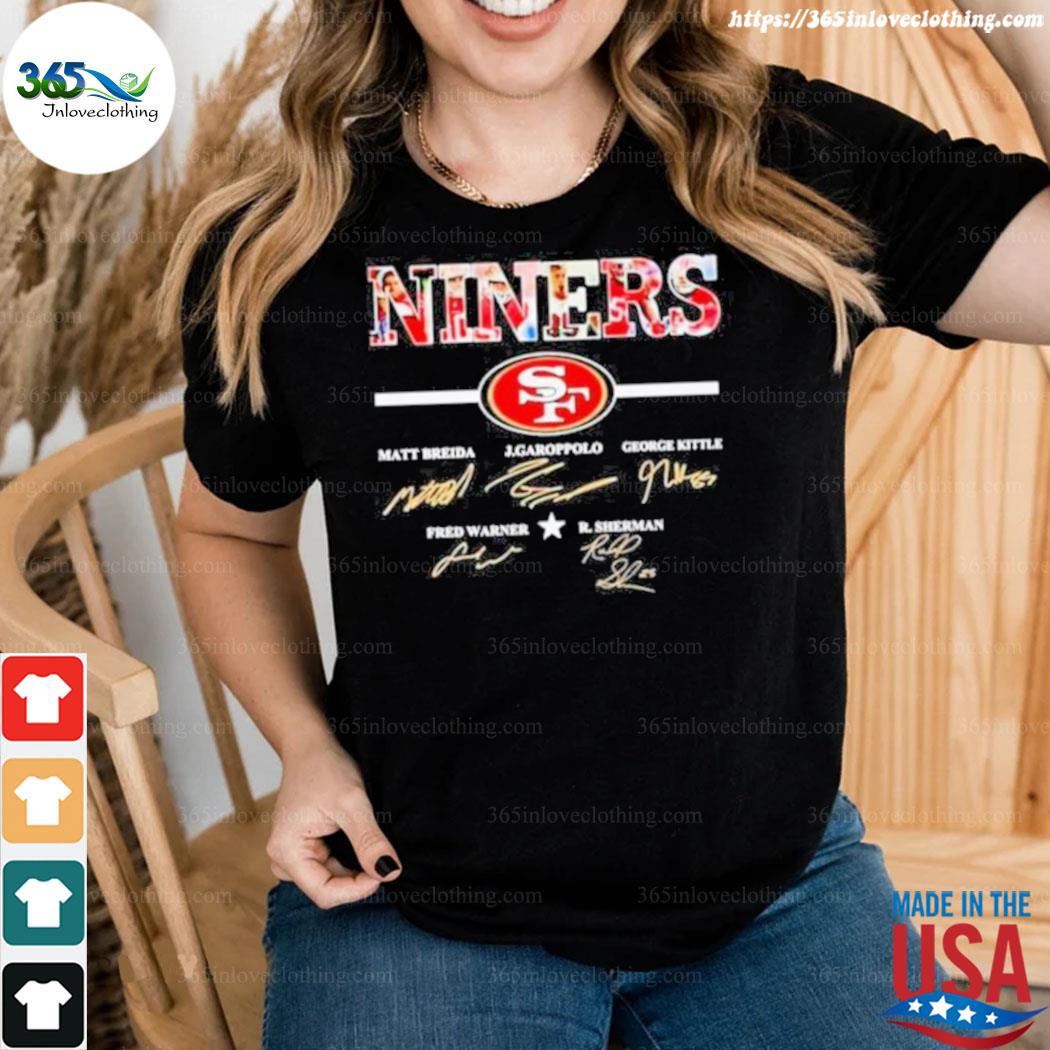 Niners San Francisco 49ers Matt Breida J Garoppolo George Kittle and Fred  Warner signatures shirt, hoodie, sweater, long sleeve and tank top