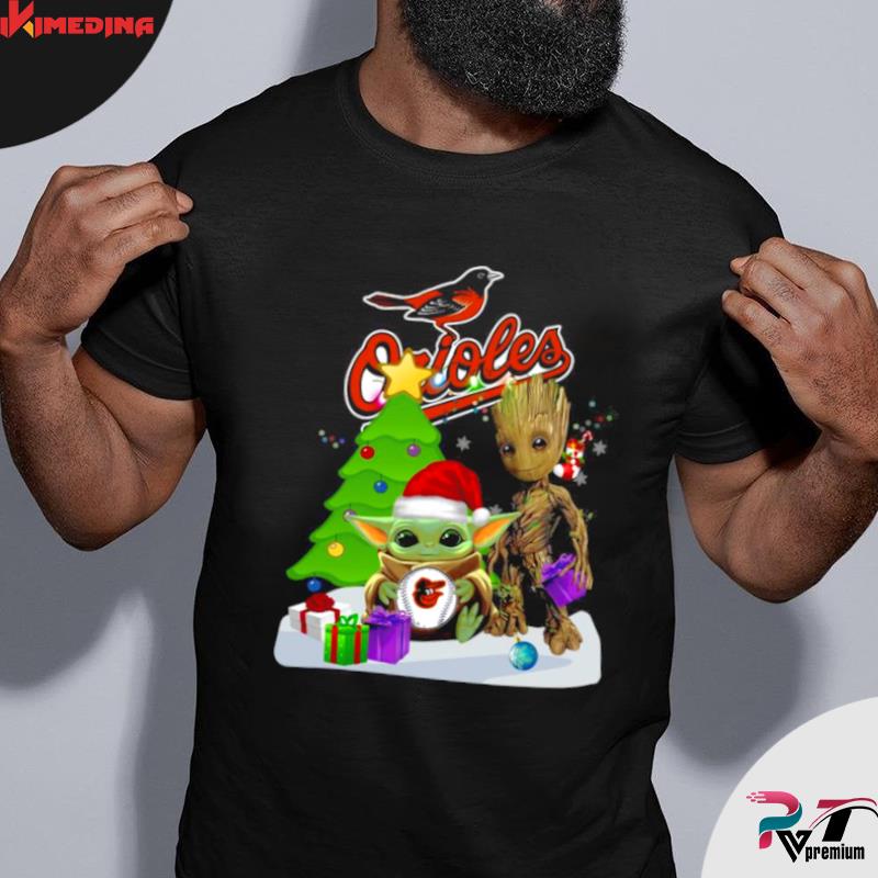 Santa Groot and Santa Grinch Baltimore Orioles shirt, hoodie