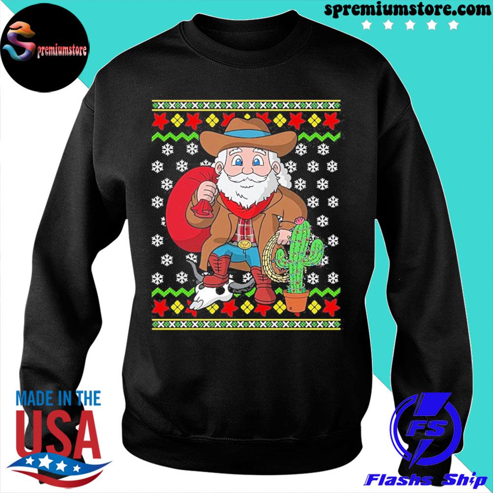 Western Cowboys Santa Claus Ugly Christmas Sweater Pattern